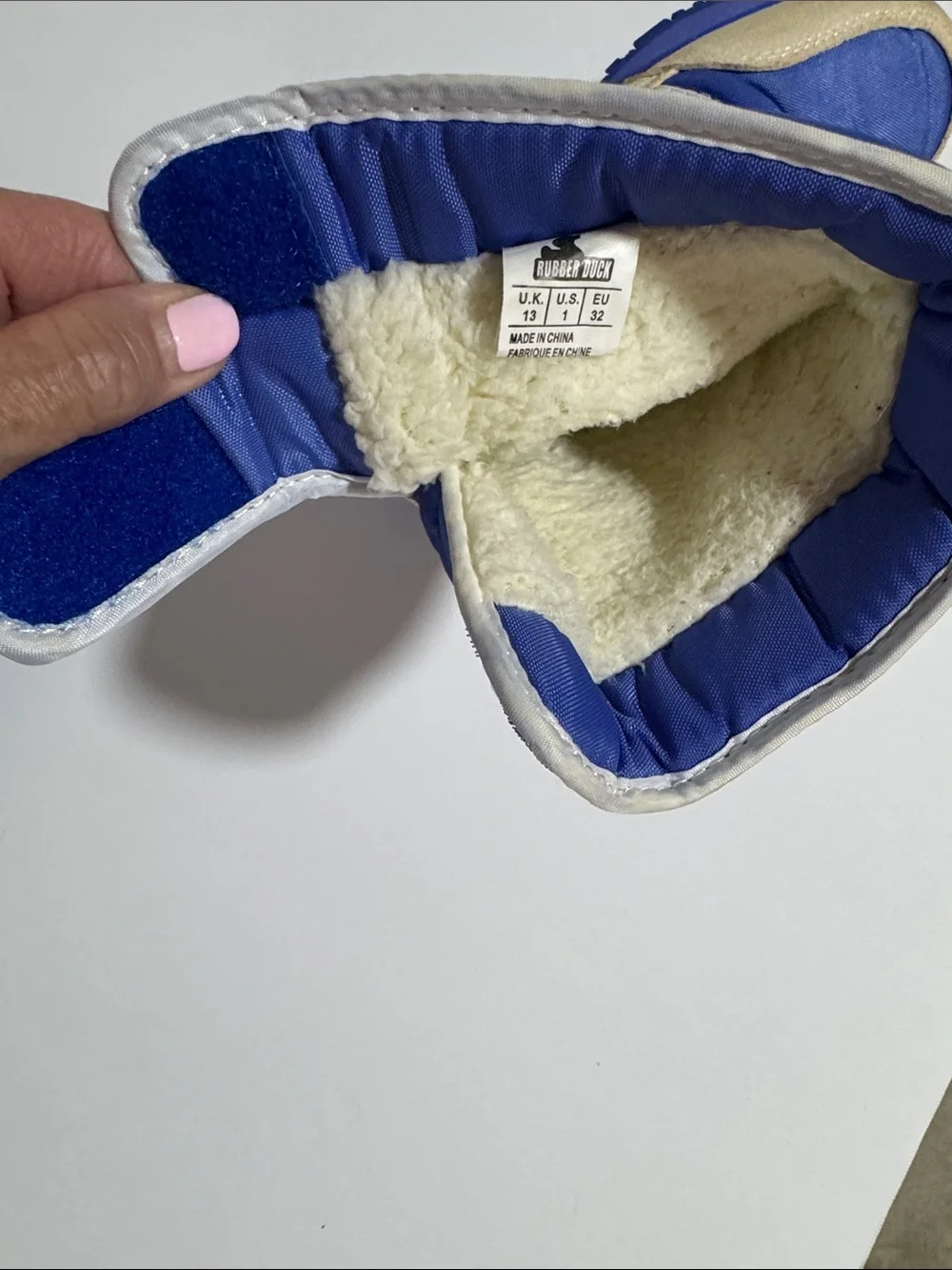 Rubber Duck Snowjogger Kids Blue Winter Boots Faux Fur Lined Size 1